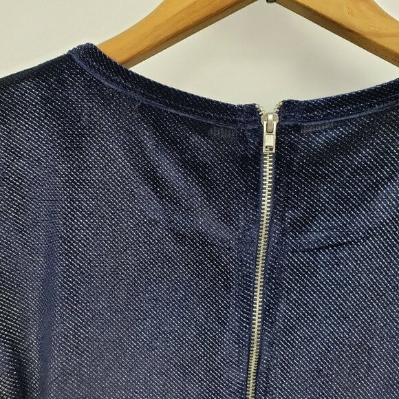 New Lularoe Amelia Dress Womens Small Blue Velvet Velour Silver Stripes - Picture 4 of 5